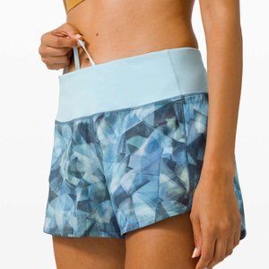 Lululemon Speed Up Short Long *4" City Shadow Alpine White Multi/Blue Glow SZ4